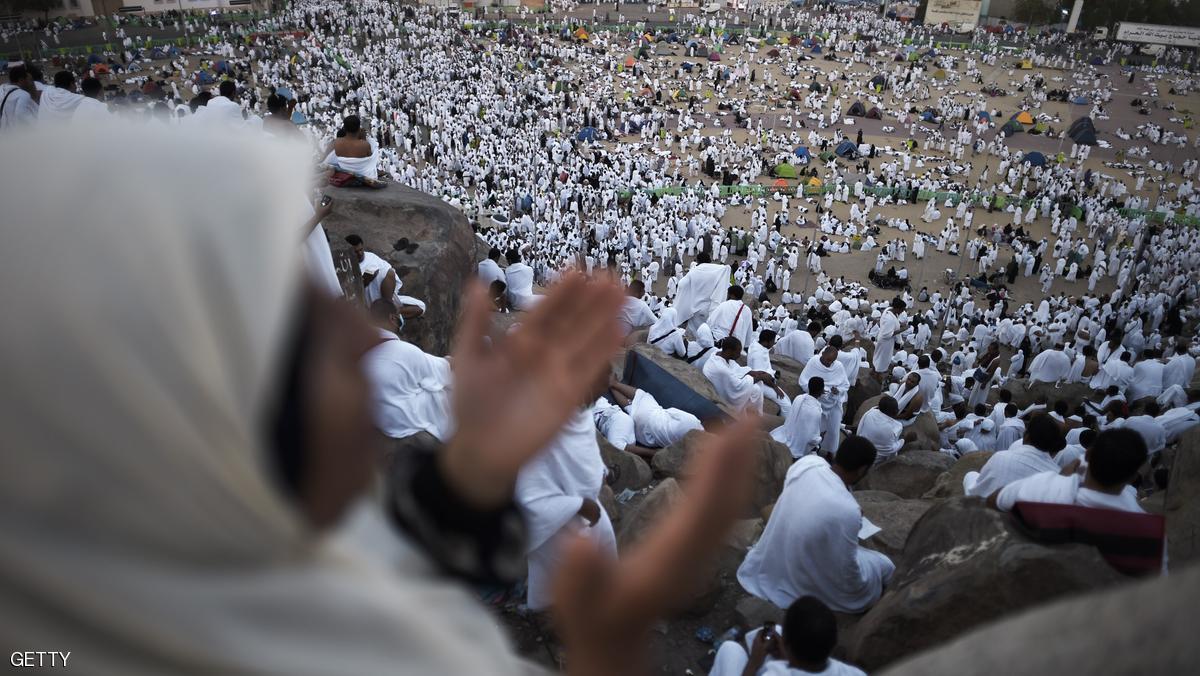 Muslim pilgrims join one of the Hajj rituals on Mount Arafat near Mecca early on September 23, 2015. Arafat Day, on the 9th of the Islamic month of Dhul Hijja, is the climax of the hajj season. Pilgrims gather on the hill known as Mount Arafat, and its surrounding plain, where they remain until evening for prayer and Koran recitals. Prophet Mohammed is believed to have delivered his final hajj sermon there. AFP PHOTO/MOHAMMED AL-SHAIKH (Photo credit should read MOHAMMED AL-SHAIKH/AFP/Getty Images)
