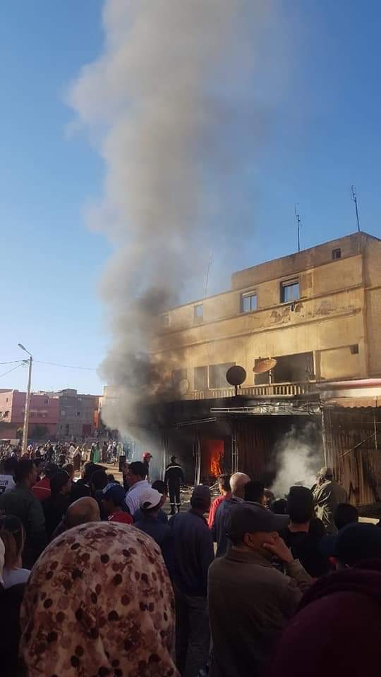 حريق مهول يأتي على محل تجاري بقصبة تادلة