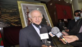 Le Conseiller de SM le Roi, André Azoulay, donne une déclaration à la presse à l’occasion d’une rencontre régionale de concertation avec les autorités locales autour des projets stratégiques en matière d'éducation. 20022021-Béni Mellal
