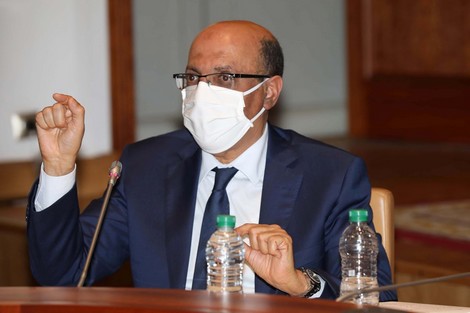 Le ministre délégué auprès du ministre de l'Intérieur, Noureddine Boutayeb intervient lors de la réunion de la Commission de l'Intérieur, des collectivités territoriales et des infrastructures à la Chambre des Conseillers. 04062020-Rabat