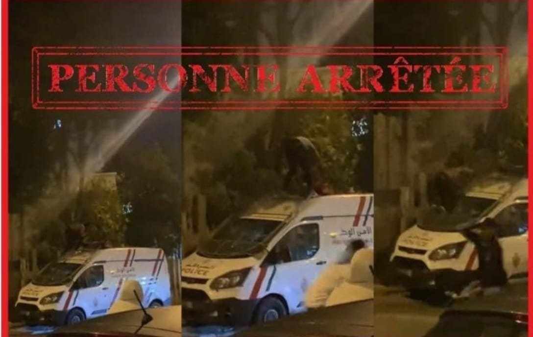 فيديو يوثق صعود شخص فوق سيارة للشرطة يستنفر أمن البيضاء