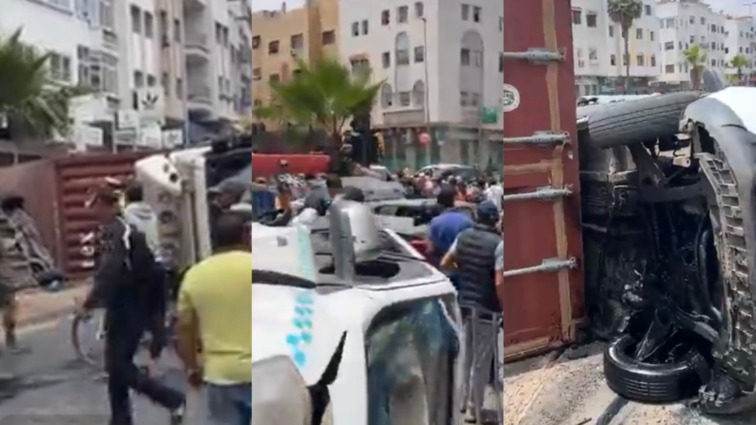 انقلاب شاحنة في حادثة سير خطيرة في حي الحسني بالبيضاء