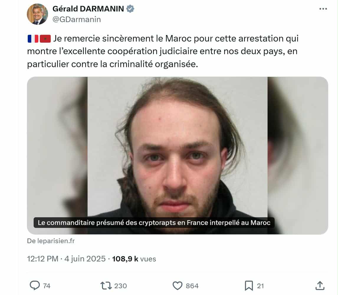 باريس تشكر المغرب على توقيف المشتبه فيه الرئيسي في عمليات الاختطاف المرتبطة بالعملات المشفرة