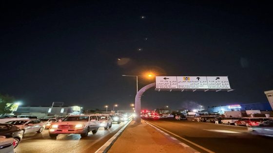 Traces are seen in the sky after Iran's armed forces say they targeted The Al-Udeid base in a missile attack, as seen from Doha, Qatar, June 23, 2025. REUTERS/Stringer