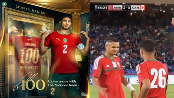 حكيمي يحقق إنجازا تاريخيا مع أسود الأطلس.. 100 مباراة بقميص المنتخب المغربي